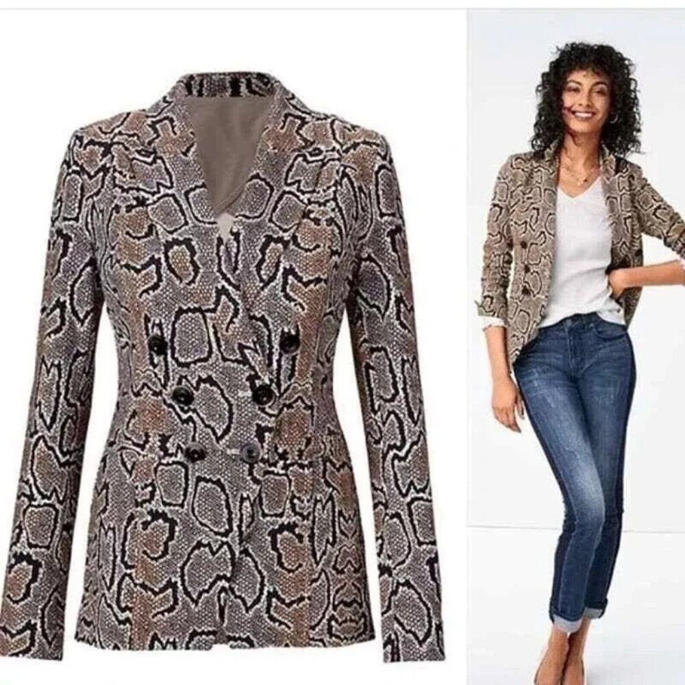 Euc Stretchy Cabi Python Blazer #3733 Snake Print… - image 1